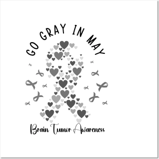 Go Gray In May Gray Awareness Ribbon (Brain Tumor/Cancer) Posters and Art